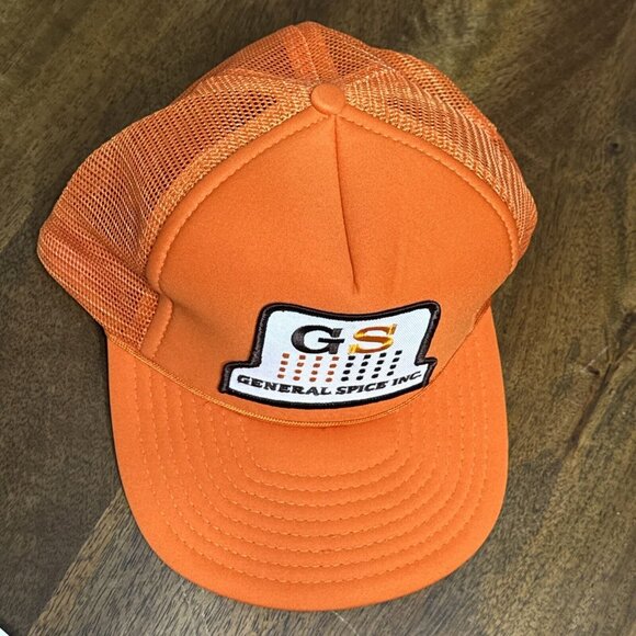 VINTAGE Trucker Hat Cap‎ SnapBack Mesh Rope Orange Kenda General Spice - Picture 5 of 10